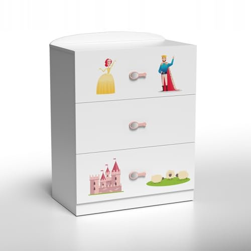 PLASTIKO - Prinzessinnen Kinderkommode, Märchenhafte Aufbewahrung, 90CM Breite, Rosa 45X90X110 cm