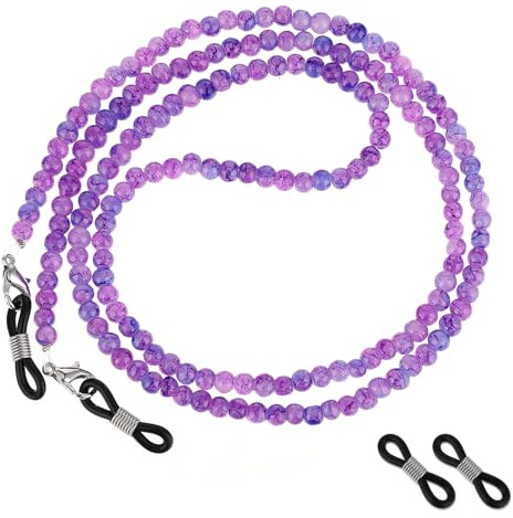 Molain Stylish Eyeglass Chain, Healing Crystal Chains Beaded Sunglass Chain Women Eyewear Retainer Chain Around Neck Daily Wear(Purple)