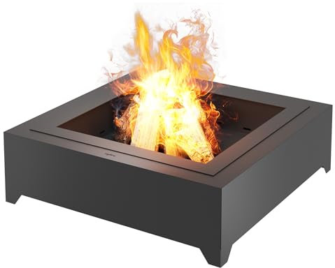 OutFire Brasero de jardin 100 cm, noir 1000 Square, Bracere d'extérieur, Brasero pour jardin, balcon, terrasse, camping. Fabriqué en acier de haute qualité, noir