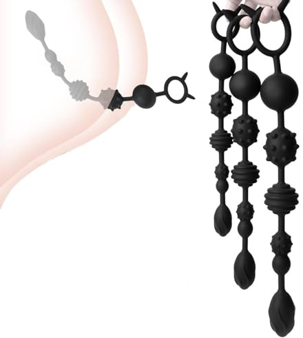 Silikon Analkugeln Buttplug mit 6 Kugeln in Verschiedene Größe, Analplug Analkette mit Anal beads für Männer und Frauen, Anal Dildo Anal Hook Anus Masturbator Sex Toy Sexspielzeug (M)