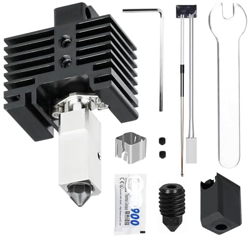 HIKUDIY Upgraded Hotend Kit per stampante 3D Bambu Labs P1S/P1P, con blocco riscaldante in rame placcato Titanium Heat Break, ugello in acciaio extra temprato, base in silicone Hotend, termistore (non