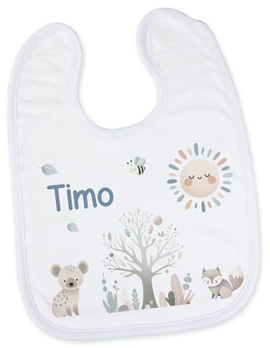 GRAZDesign Baby Lätzchen personalisiert mit Namen Tiere Geschenk Geburt, Taufe