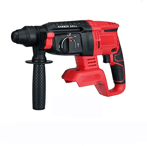 Taladro percutor rotatorio eléctrico inalámbrico, 4 modos, pala de martillo de taladro plano profesional for batería de 21V (con batería) con eficiencia(Rot)