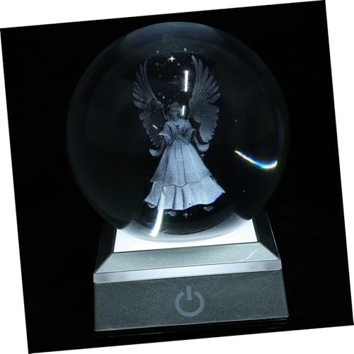 WATIIFUFU Lámpara de Noche con Forma de Bola de Cristal Led con Base de Bola Interruptor Táctil Lámpara de Escritorio Luz de Noche para Dormitorio