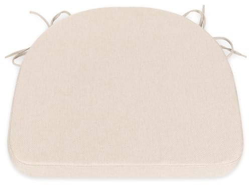 Comfortable Chair Cushion - 44x43x5cm Thick Foam Padding with Removable Cover and Secure Ties - Durable Seat Pad for Indoor/Outdoor Home, Patio, Garden - Portuguese Premium Fabric (Beige, Pack of 1)