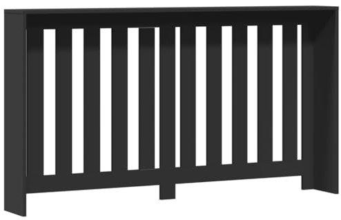 Gecheer Engineered Wood Radiator Cover Cabinet - Modern Black Decor with Shelf, 149 x 20 x 82 cm, Living Room Furniture Model852745