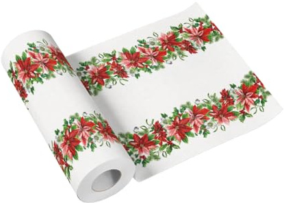 PAW Stoffähnliche Tischläufer 40 cm x 24 m - Prächtiger Weihnachtsstern | Stimmungsvolle Tischdeko für Weihnachten und festliche Tafeln, aus Airlaid-Material, saugstark, alle 120 cm sauber abtrennbar