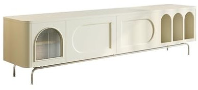 Lizhuzhuzs28 Lowboard TV-Schrank, weißer Wohnzimmer-Spind mit großer Kapazität und Stützbeinen aus Edelstahl TV-Schrank