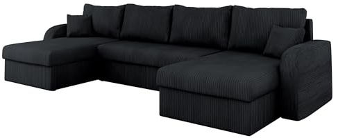 Mirjan24 Ecksofa Kristofer U Cord, Design Eckcouch Couch mit Schlaffunktion, DREI Bettkasten, Wohnlandschaft, Bettfunktion, U-Form Sofa, Seite Universal, Farbauswahl (Poso 135)
