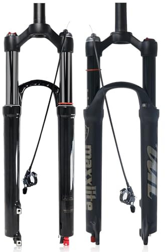 Wkantlaes Forcella per Mountain Bike Bici XC/AM, Forcella Anteriore Ad Aria con Sospensione MTB, Regolazione del Rimbalzo, Escursione 120 Mm, QR 9 Mm, Tubo Dritto 1-1/8,Remote Lockout,29''