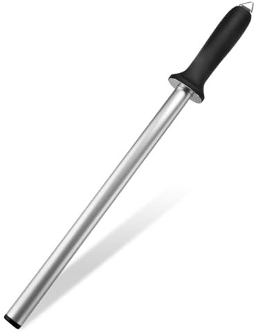 FRLONE Knife Sharpener Rod,10 inches Diamond Sand Pro Knife Sharpening Steel,with Hanging Holes,for Kitchen Knives and Shears,Chefs Choice Tool (10inch)