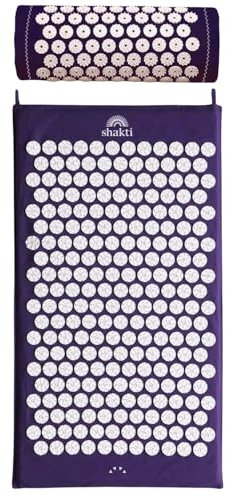 ShaktiMat [La original] Esterilla y Almohada de acupresión - Algodón orgánico - Fabricación ética - Relajación y masaje en la espalda, la cervical, los piernas, los pies - Indigo