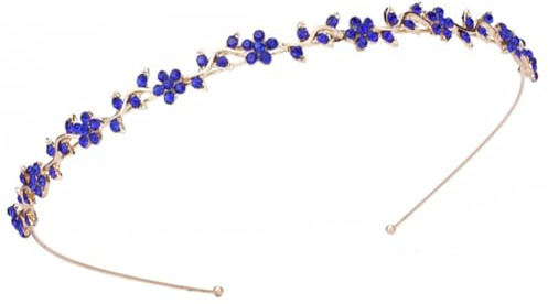 Hrlace Strass Haarband Kristall Modische Haarreife Glitzer Strass-Blumen Stirnbänder Brautschmuck Elastisches Haarbänder Haarschmuck für Damen Mädchen Prinzessin Hochzeit Braut KC Gold+Blau