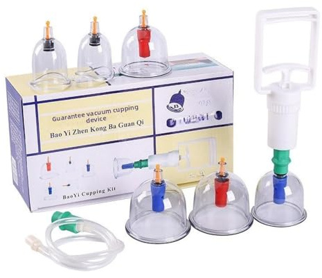 6 Stück Schröpfgläser Cupping Set Mit Vakuumpumpe Schröpfglas mit Akupressurpunkt-Magneten Für Linderung Schröpfen Rückenmassage
