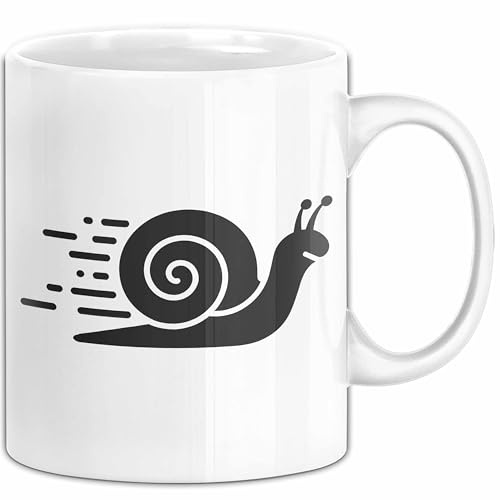 Schnelle Schnecke Tasse Geschenk Lustige Geschenkidee Spruch (Weiß)