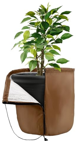 JANUIXCO Protección Invernal para Plantas en Maceta 40 x 40 cm - Funda Térmica para Macetas con Cremallera y Cordón de Ajuste - Protector de Raíces para Invierno