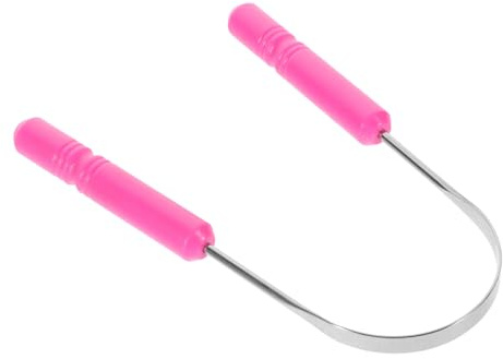 Raschietto Lingua in Acciaio Inox Portatile Curvo 1 Pezzo | Pulitore per Lingua, Impugnatura Ergonomica, Superficie Liscia, Strumento per Igiene Orale