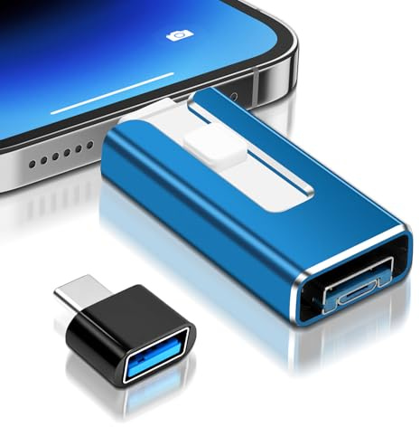 USB Stick for iPhone 128GB, [MFi Certified] 4-in-1 USB Stick with Lightning Port, USB C, Micro USB Port, USB 3.0 Memory Stick for iPhone/iPad/Android Phone/Laptop/PC, No App (Deep Blue)
