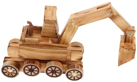 VICASKY Holzbagger Baufahrzeug Spielzeug Für Junge Mädchen Bagger Modell Bauauto Spielzeug Auto Modell Cartoon Bauspielzeug Party Bagger