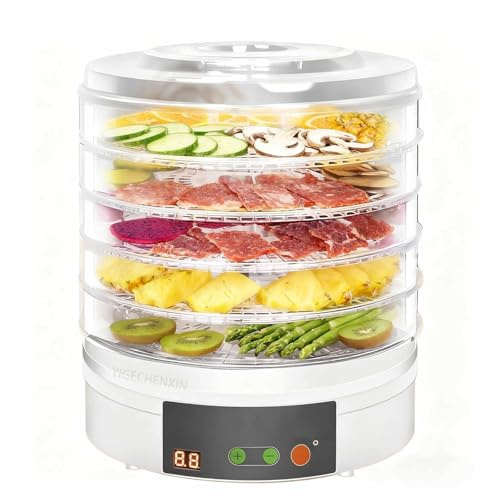 YIGECHENXIN Secador de Alimentos eléctrico de 5 Niveles 220V Máquina de deshidratador de Frutas y Verduras de Control de Temperatura Digital Ideal para preservar la Carne de Res Sacudida,220V