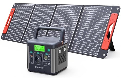 SWAREY Kit Énergie Solaire Portable – Générateur 300W 222Wh + Panneau Solaire Pliable 100W – Recharge Rapide AC/DC/USB/Type-C/QC3.0 – Pour Camping, Voyage, Urgence