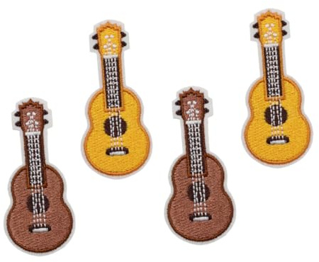ORFOFE Broches Ukulélé Brodées Créatives en Nylon et Fer, Légères et Décoratives, Pack de 4 Pièces, pour Décorer Chapeaux et Paquet à Dos