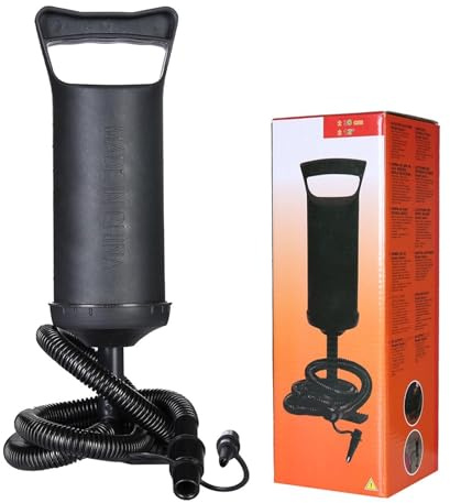 ANKROYU Pompa Manuale a Doppia Azione Pompa ad Aria Manuale Portatile ad Alto rendimento con 3 attacchi per ugelli per materassini gonfiabili Flauti per Piscina Nero 30 cm