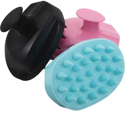 HAPINARY Spazzola per Shampoo in Silicone 3 Pezzi Pettine Massaggiante per Cuoio Capelluto, Pulizia Delicata e Massaggiatore per Chioma Bagnati e Asciutti, per Uso Domestico e
