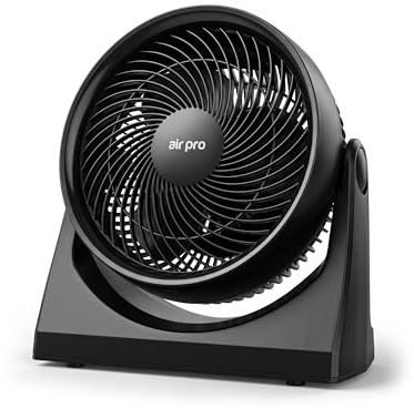 Air Pro 10” Desk Fan Turbo Air Circulator Wide Angle Adjustable Tilt Head, 3 Speeds Quiet Powerful Airflow, Compact Table Fan for Bedroom Office Home Use, Energy Efficient For Powerful Cooling Breeze