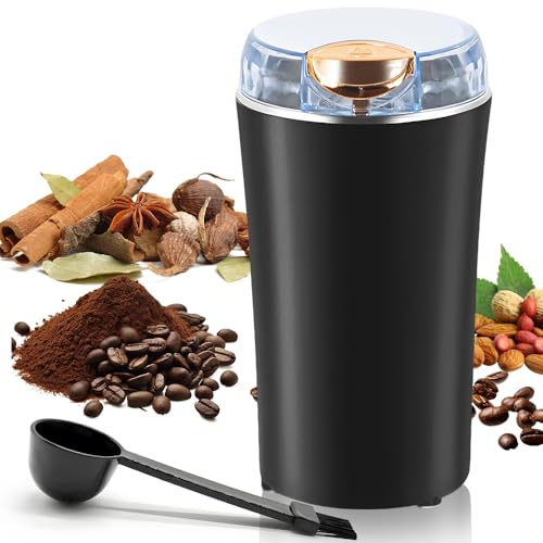 SKJJM Molinillo de Café Eléctrico de 300 W, Molinillo Cafe Electrico con Cuchilla de Acero Inoxidable, Libre de BPA, con Cepillo De Limpieza, Molinillo Especias para Semillas Frutos Secos