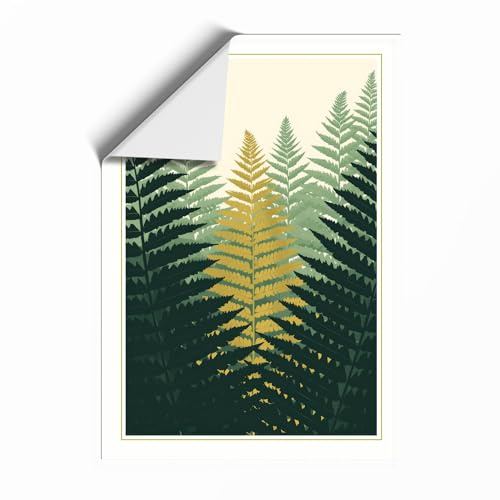 Fern Fronds in Gold Botanical Unframed Wall Art Print A2 (59.4×42cm),