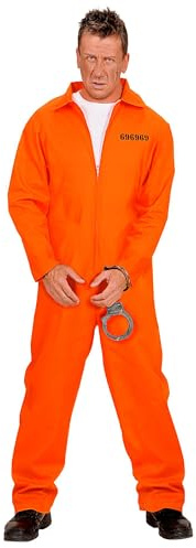 W WIDMANN MILANO Party Fashion - Set costume da prigioniero da uomo | Tuta con manette, classico look da detenuto, costume per Carnevale e feste a tema