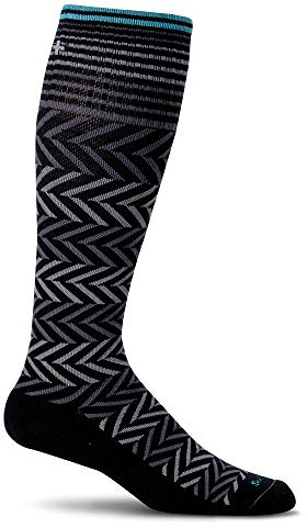 Sockwell Damen Kompressionsstrümpfe Chevron Graduated, Damen, SW7W900:M/L, Schwarz, Medium - Large