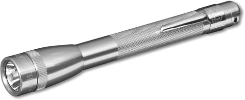 Mag-Lite LED Mini AAA Taschenlampe bis zu 84 Lumen, 12,5 cm, inkl. 2 Micro-Batterien und Taschenclip, silber, SP32106