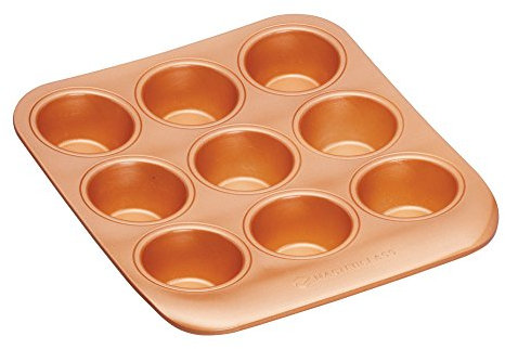 MasterClass Smart Ceramic Muffin Tray with Robust Non Stick Coating, Carbon Steel, 24 x 22cm Stackable 9 Hole Cupcake Tin
