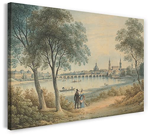 Printed Paintings Leinwand (120x80cm): Christian Gottlob Hammer - Ansicht von Dresden aus dem Wes