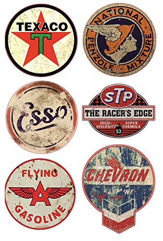 24/7stickers #501 / 6X Aufkleber Vintage Öl Breite je ca. 6,5 cm Oil Tuning Hotrod Retro Oldtimer STP Pennzoil Racing Rennsport Rallye V8 Ratte Rat Rod Oil Slick