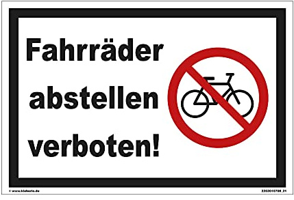 Kleberio® Parken verboten Schild Kunststoff - Fahrräder abstellen verboten! - 30 x 20 cm Fahrrad Schilder einfahrt freihalten Schilder Privatparkplatz Schild Verbotsschilder Fahrrad Aufhängung