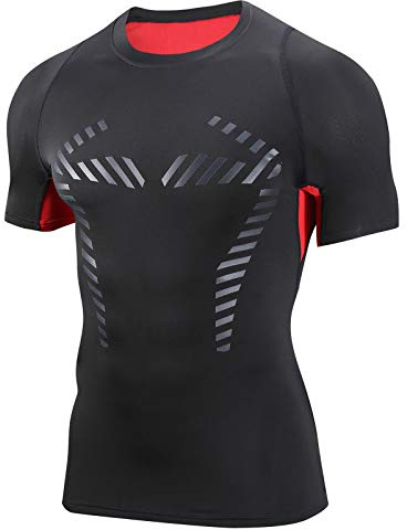 AMZSPORT 1/2 Pack Camisa de Compresión para Hombre Camiseta de Manga Corta Fitness Shirt