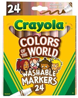 Crayola Colors of The World Marker, Hautton-Marker, Klassenzimmerbedarf, Geschenk für Kinder, 24 Stück (Stile variieren)