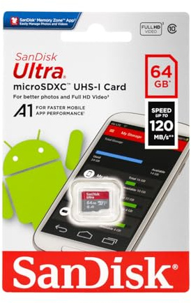 SanDisk 64GB Ultra® microSDXC 120MB/s A1 Class 10 UHS-I