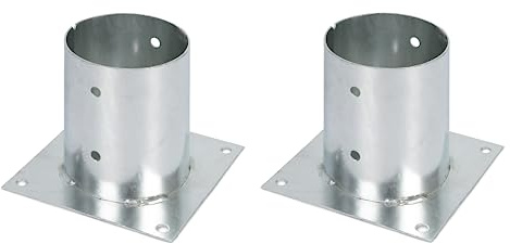 Alberts 212605 Aufschraubhülse | für Rund- oder Vierkantholzpfosten | feuerverzinkt | Ø121 mm | 2er Set