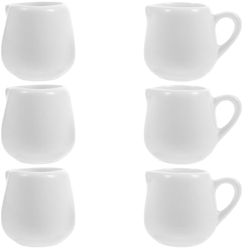 YARNOW 6 Pcs Milk Jugs Milk Frother Jug Small Milk Jug Mini Creamer Jugs (3 with Handle, 3 Without Handle)