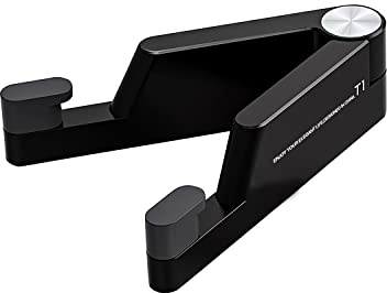 MONEER Cell Phone Stand, Phone Stand for Desk, Foldable & Portable iPhone Stand, Cell Phone Holder Desk Compatible with All Mobile Phone, iPhone, iPad mini, Tablet 4-10.5 (Black)