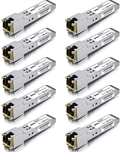 ipolex 10 PCS 1G SFP a RJ45 Ricetrasmettitore in rame, modulo SFP RJ-45 Mini GBIC 1000Base-T compatibile con Cisco GLC-T/SFP-GE-T, Meraki MA-SFP-1GB-TX, Ubiquiti UF-RJ45-1g, Mikrotik ecc. CAT.5e, 100m