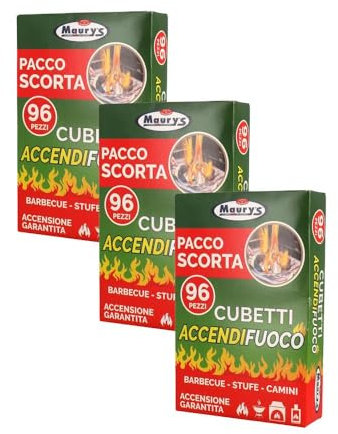 MAURY'S ACCENDIFUOCO in CUBETTI 3 Confezioni da 96 Pezzi