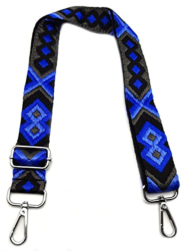 Schultergurt für Taschen Verstellbarer, Taschengurte zum Wechseln Grau-Blau 3.8cm Schulterriemen Breit mit Silber Karabiner, Umhängegurt für Taschen für Damen Taschen Handtaschen DIY, 11