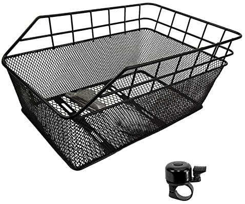Fahrrad Hinterradkorb Gepäckträgerkorb Schultaschenkorb Korb schwarz inkl. Fahrradklingel