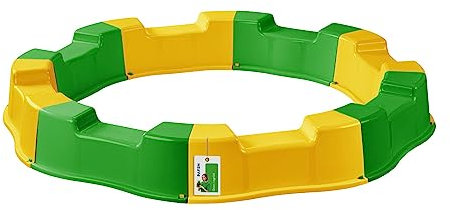 Sandkasten für Kinder – 160 x 22 cm - Modularer Sandbox 8 Elemente Runder Sandkiste für Garten Outdoor | Gelb/Grün | Kunststoff