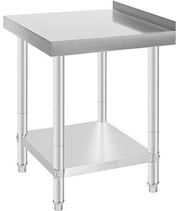 WANZHE Carrello di servizio in acciaio inossidabile con ruote, carrello da ristorante, 3 ripiani portaoggetti da cucina in stile contemporaneo (61 x 61 x 90 cm)